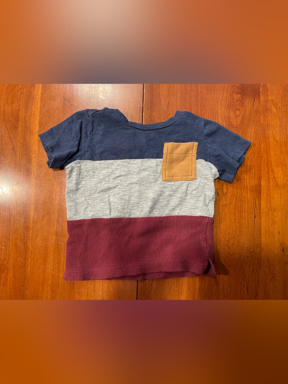 Colorblock Short-Sleeve Kids Tee with Chest Pocket - Navy, Gray, Burgundy